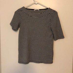 Checked short sleeve sweater